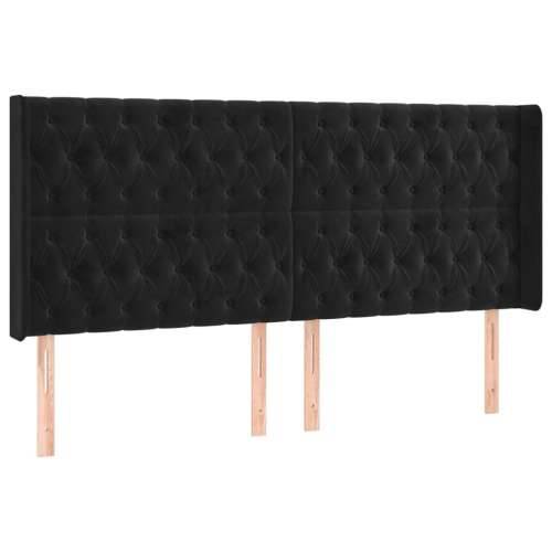 Uzglavlje s ušima crno 183x16x118/128 cm baršunasto - Crna 183 x 16 x 118/128 cm 1 Cijena