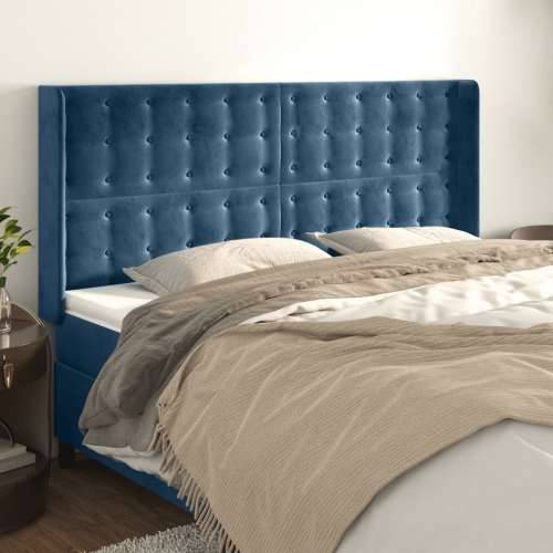 Uzglavlje s ušima tamnoplavo 203x16x118/128 cm baršunasto - Tamno plava 203 x 16 x 118/128 cm 1 Cijena