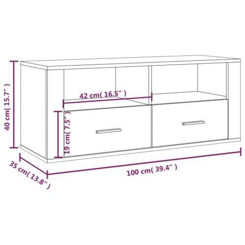 TV ormarić boja betona 100 x 35 x 40 cm od konstruiranog drva - Beton siva 1 Cijena
