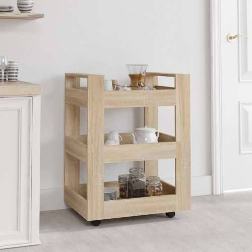 Kuhinjska kolica boja hrasta 60 x 45 x 80 cm konstruirano drvo - sonoma hrast Cijena