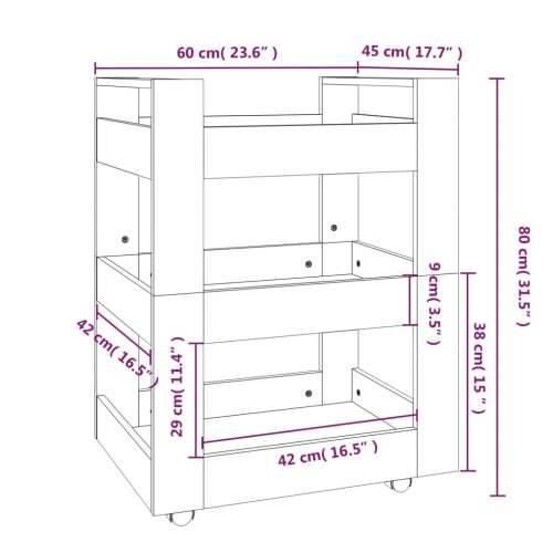Kuhinjska kolica boja hrasta 60 x 45 x 80 cm konstruirano drvo - sonoma hrast Cijena