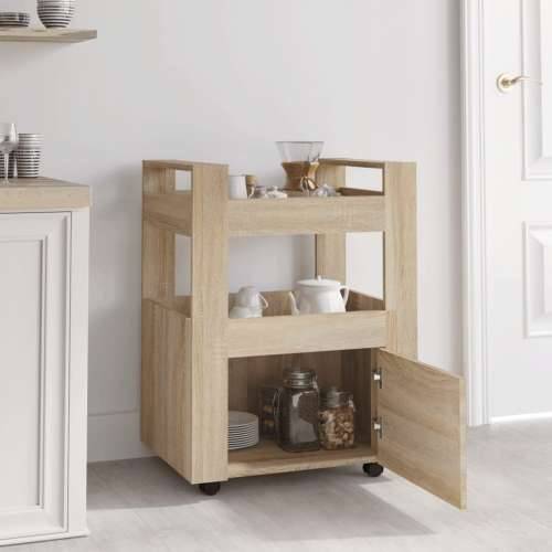 Kuhinjska kolica boja hrasta 60 x 45 x 80 cm konstruirano drvo - sonoma hrast Cijena