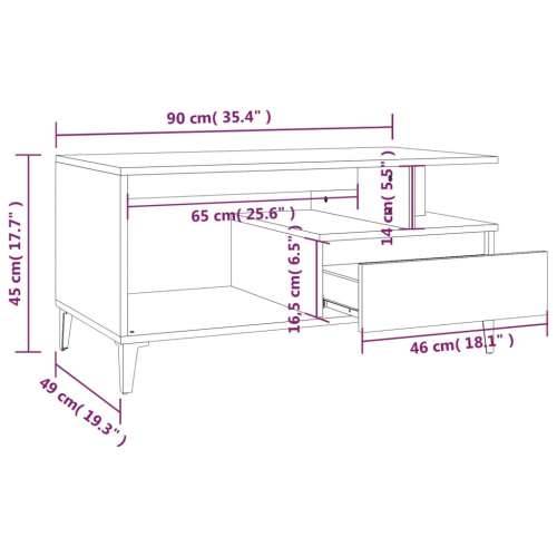 Stolić za kavu bijeli 90 x 49 x 45 cm od konstruiranog drva - Bijela 1 Cijena