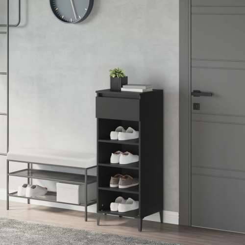 Stalak za cipele crni 40 x 36 x 105 cm od konstruiranog drva - Crna 1 Cijena