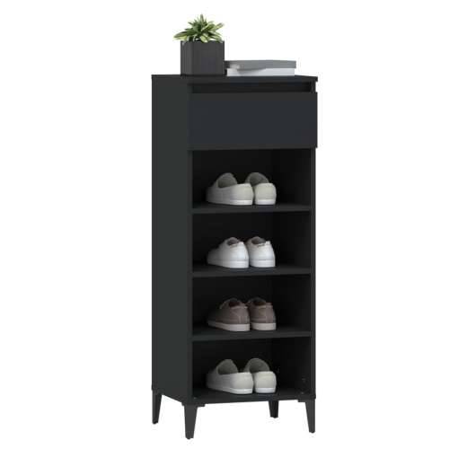 Stalak za cipele crni 40 x 36 x 105 cm od konstruiranog drva - Crna 1 Cijena