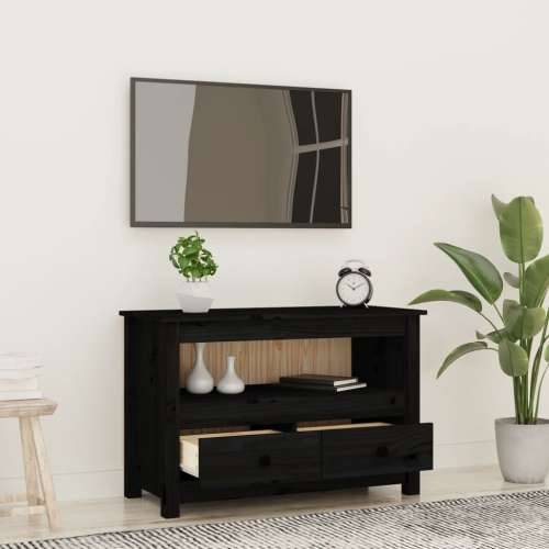 TV ormarić crni 79 x 35 x 52 cm od masivne borovine - Crna 1 Cijena