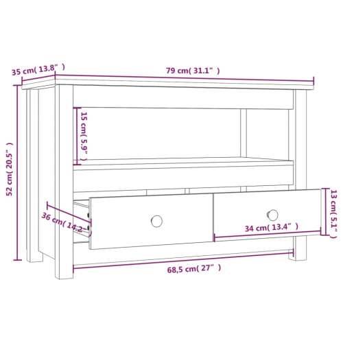 TV ormarić crni 79 x 35 x 52 cm od masivne borovine - Crna 1 Cijena