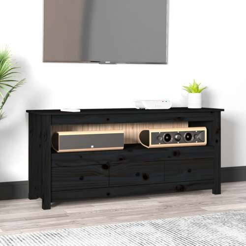 TV ormarić crni 114 x 35 x 52 cm od masivne borovine - Crna 1 Cijena