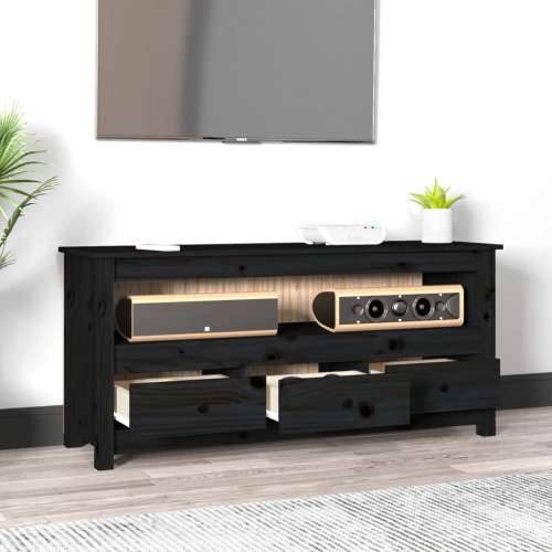 TV ormarić crni 114 x 35 x 52 cm od masivne borovine - Crna 1 Cijena