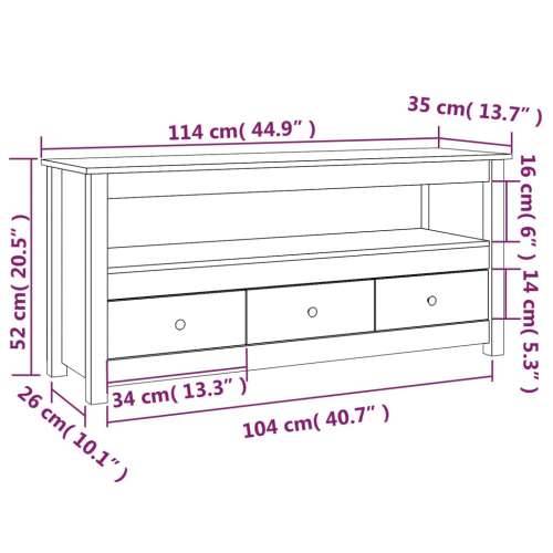 TV ormarić crni 114 x 35 x 52 cm od masivne borovine - Crna 1 Cijena