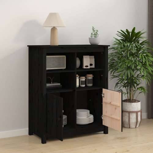 Komoda crna 83 x 41,5 x 100 cm od masivne borovine - Crna 1 Cijena