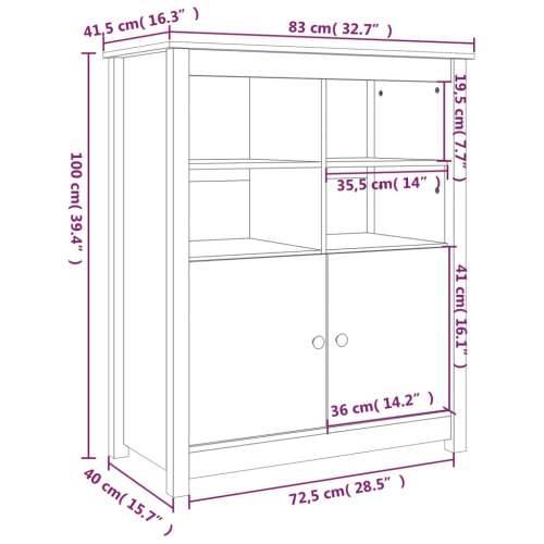 Komoda crna 83 x 41,5 x 100 cm od masivne borovine - Crna 1 Cijena