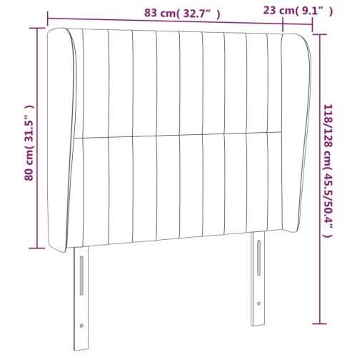 Uzglavlje s ušima tamnosivo 83 x 23 x 118/128 cm baršunasto - Tamno siva 83 x 23 x 118/128 cm 1 Cijena