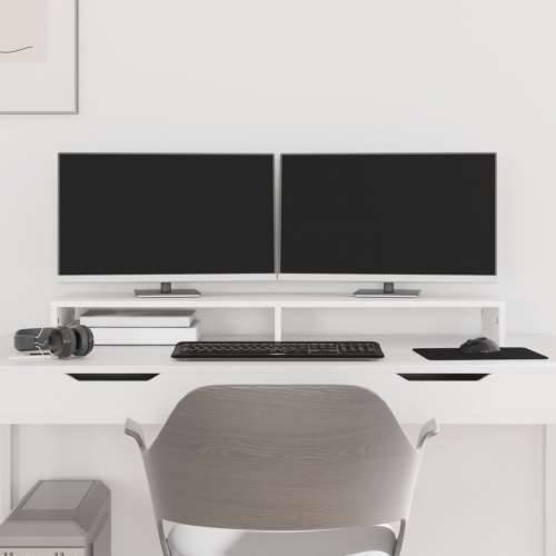 Stalak za monitor bijeli 100x27x10 cm od masivne borovine Bijela 100 x 27 x 10 cm Cijena