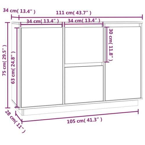 Komoda bijela 111 x 34 x 75 cm od masivne borovine - Bijela 1 Cijena