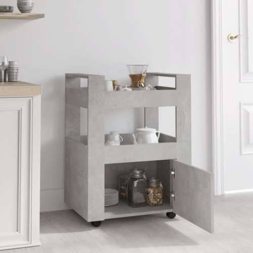Kuhinjska kolica siva boja betona 60x45x80 cm konstruirano drvo - Beton siva Cijena