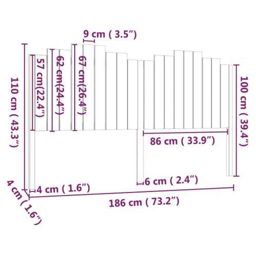 Uzglavlje za krevet 186 x 4 x 110 cm od masivne borovine - Prirodna 186 x 110 cm 1 Cijena