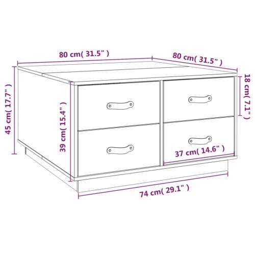 Stolić za kavu boja meda 80 x 80 x 45 cm od masivne borovine - boja meda 1 Cijena