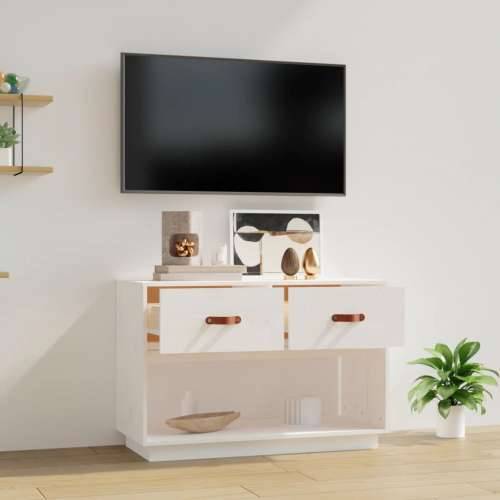 TV ormarić bijeli 90 x 40 x 60 cm od masivne borovine - Bijela 1 Cijena