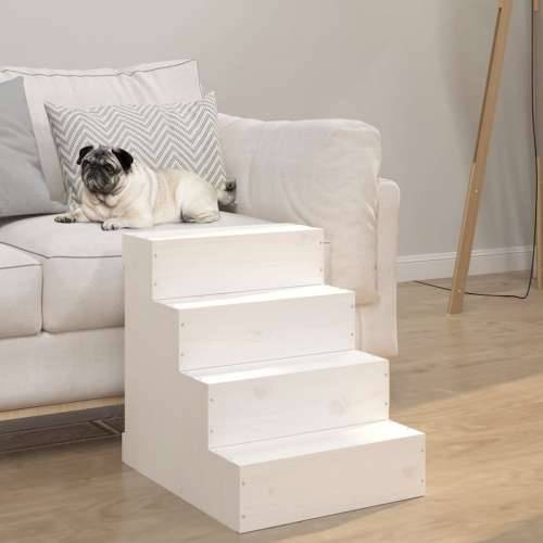 Stepenice za kućne ljubimce bijele 40 x 49 x 47 cm od borovine