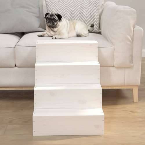 Stepenice za kućne ljubimce bijele 40 x 49 x 47 cm od borovine Cijena