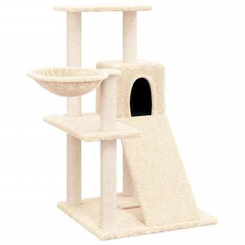 Penjalica za mačke - Kuća za mačke - Grebalica sa stupovima za grebanje krem 82 cm - Krema Cijena