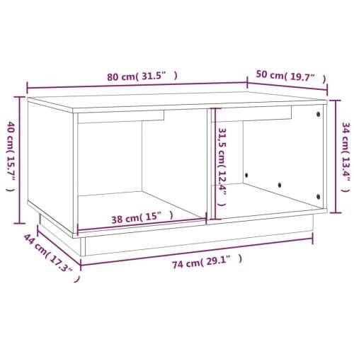 Stolić za kavu bijeli 80 x 50 x 40 cm od masivne borovine - Bijela 1 Cijena