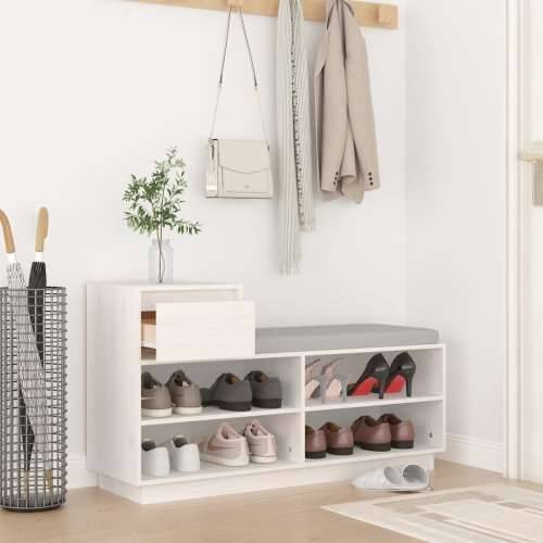Ormarić za cipele bijeli 110 x 34 x 61 cm od masivne borovine - Bijela 1 Cijena