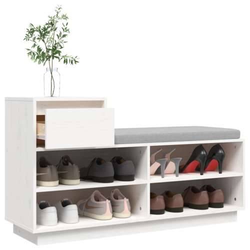 Ormarić za cipele bijeli 110 x 34 x 61 cm od masivne borovine - Bijela 1 Cijena