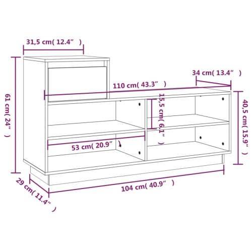 Ormarić za cipele bijeli 110 x 34 x 61 cm od masivne borovine - Bijela 1 Cijena