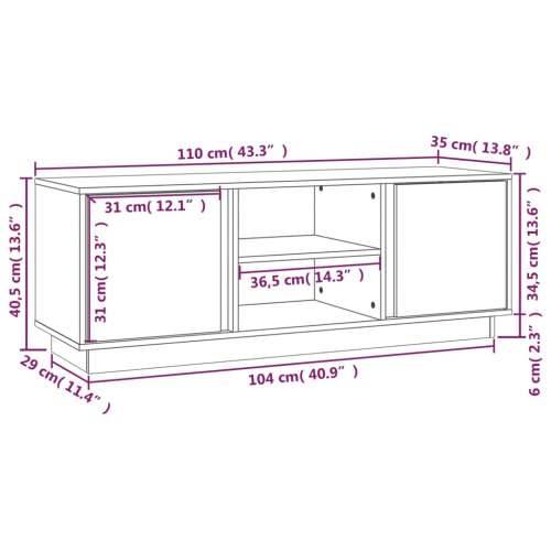 TV ormarić 110 x 35 x 40,5 cm od masivne borovine - Prirodna 1 Cijena