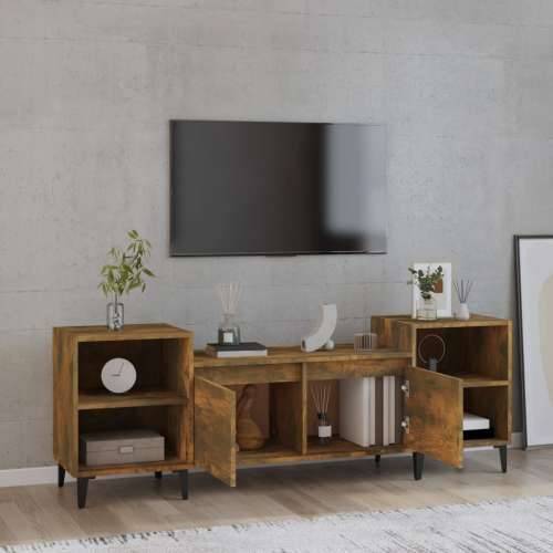 TV ormarić boja dimljenog hrasta 160x35x55 cm konstruirano drvo - Dimljeni hrast 1 Cijena