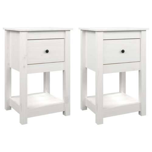 Noćni ormarići 2 kom bijeli 40x35x61,5 cm od masivne borovine - Bijela 2 1 Cijena