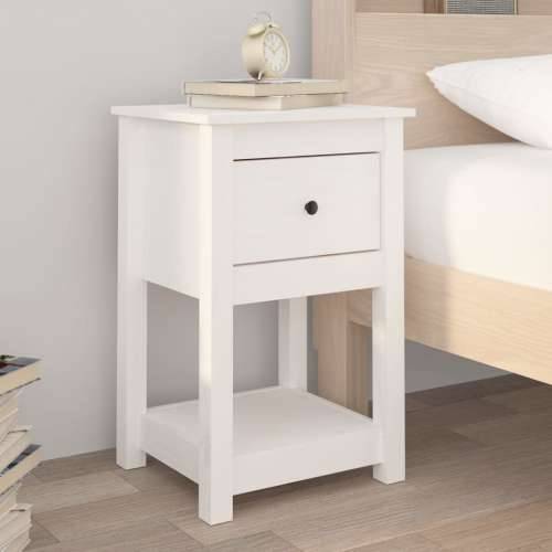 Noćni ormarići 2 kom bijeli 40x35x61,5 cm od masivne borovine - Bijela 2 1 Cijena