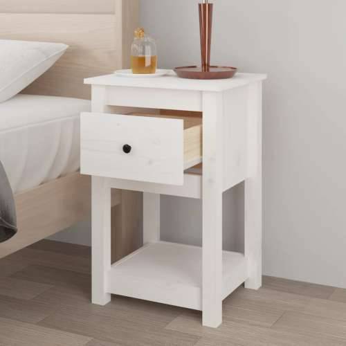 Noćni ormarići 2 kom bijeli 40x35x61,5 cm od masivne borovine - Bijela 2 1 Cijena