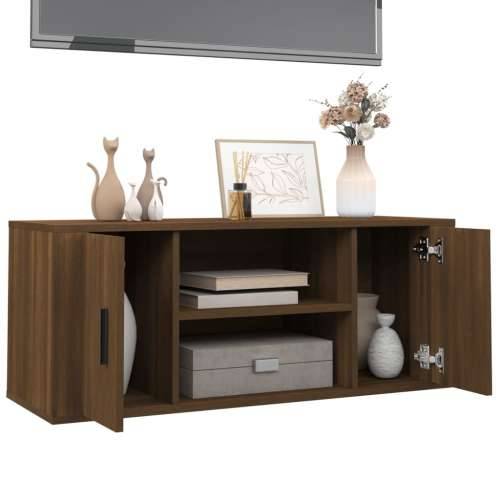 TV ormarić boja smeđeg hrasta 100x35x40 cm konstruirano drvo - Smeđi hrast 1 Cijena