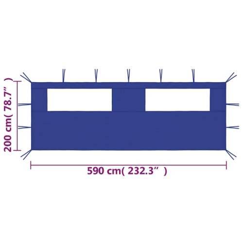 Bočni zid za sjenicu s prozorima 6 x 2 m plavi Cijena