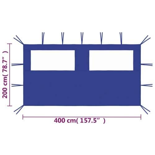 Bočni zid za sjenicu s prozorima 4 x 2 m plavi Cijena