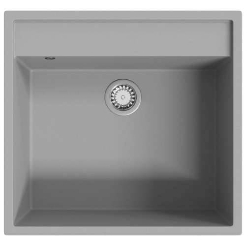 Kuhinjski sudoper s otvorom protiv prelijevanja sivi granitni - Siva 530 x 500 x 203 mm Cijena