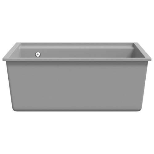 Kuhinjski sudoper s otvorom protiv prelijevanja sivi granitni - Siva 530 x 500 x 203 mm Cijena