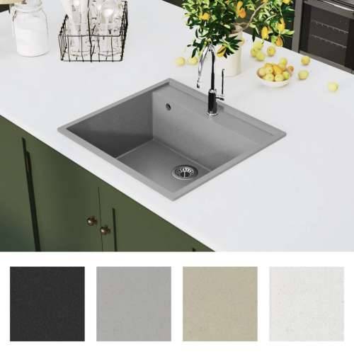 Kuhinjski sudoper s otvorom protiv prelijevanja sivi granitni - Siva 530 x 500 x 203 mm Cijena