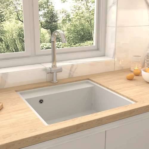 Kuhinjski sudoper s otvorom protiv prelijevanja bijeli granitni - Bijela 530 x 500 x 203 mm Cijena
