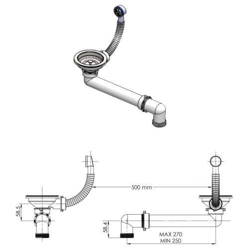 Kuhinjski sudoper s otvorom protiv prelijevanja bijeli granitni - Bijela 530 x 500 x 203 mm Cijena