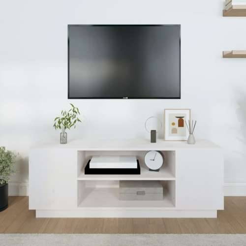 TV ormarić bijeli 110 x 35 x 40,5 cm od masivne borovine - Bijela 1 Cijena