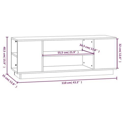 TV ormarić bijeli 110 x 35 x 40,5 cm od masivne borovine - Bijela 1 Cijena