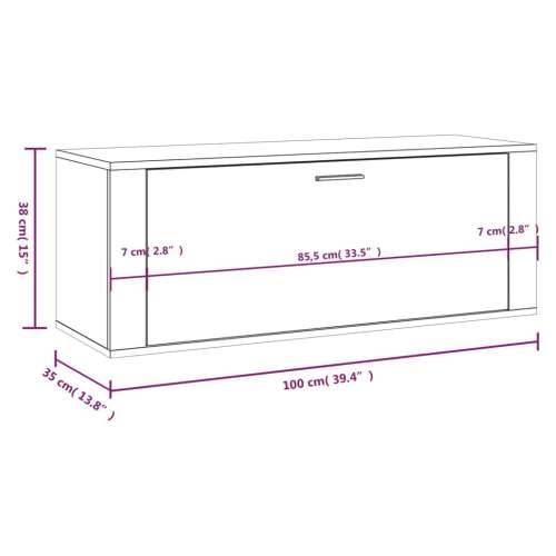 Zidni ormarić za cipele boja betona 100 x 35 x 38 cm drveni - Beton siva 1 Cijena