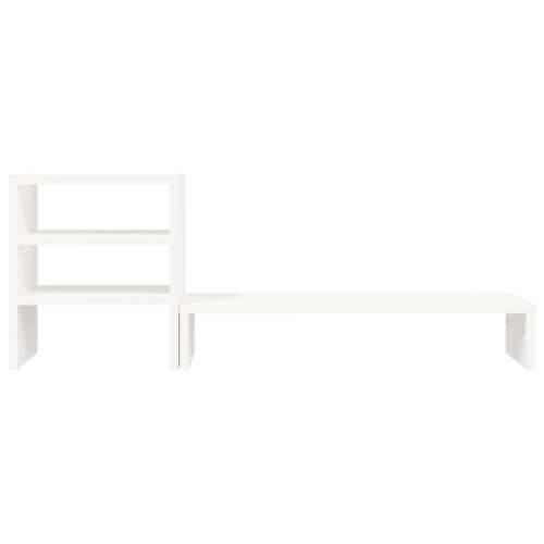Stalak za monitor bijeli 81 x 20 x 30 cm od masivne borovine - Bijela Cijena