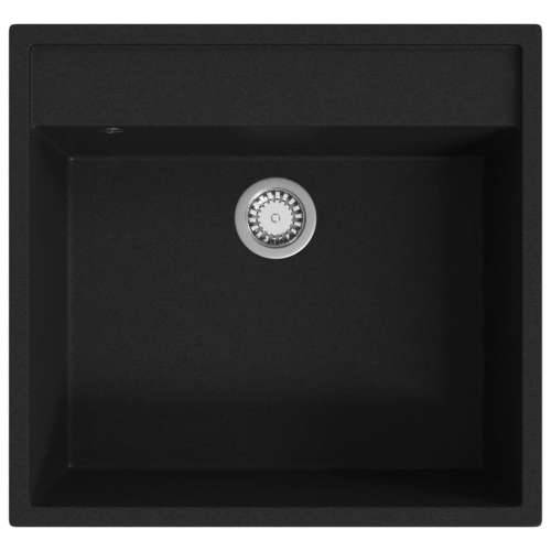 Kuhinjski sudoper s otvorom protiv prelijevanja crni granitni - Crna 530 x 500 x 203 mm Cijena