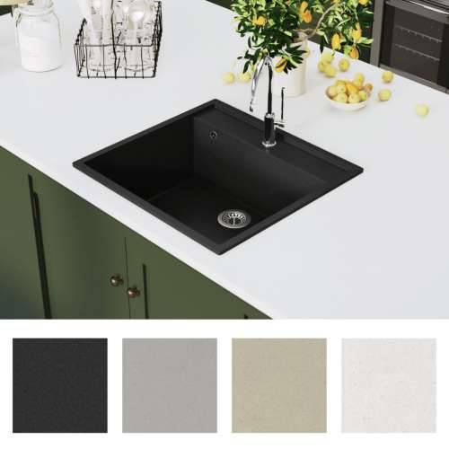 Kuhinjski sudoper s otvorom protiv prelijevanja crni granitni - Crna 530 x 500 x 203 mm Cijena