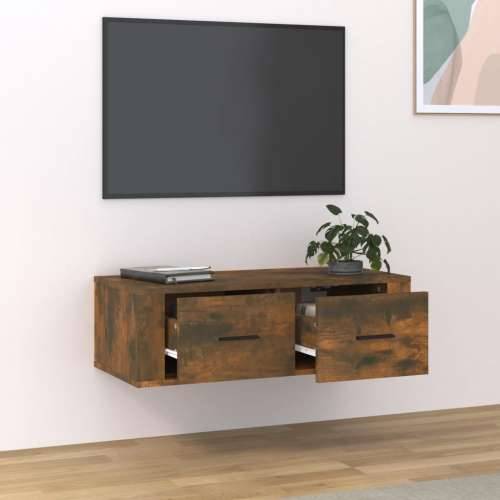 Viseći TV ormarić boja hrasta 80 x 36 x 25 cm konstruirano drvo - Dimljeni hrast 1 Cijena